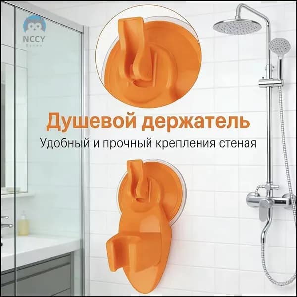 Эксклюзивный кронштейн на присоске для душевой лейки, оранжевый, настенный держатель