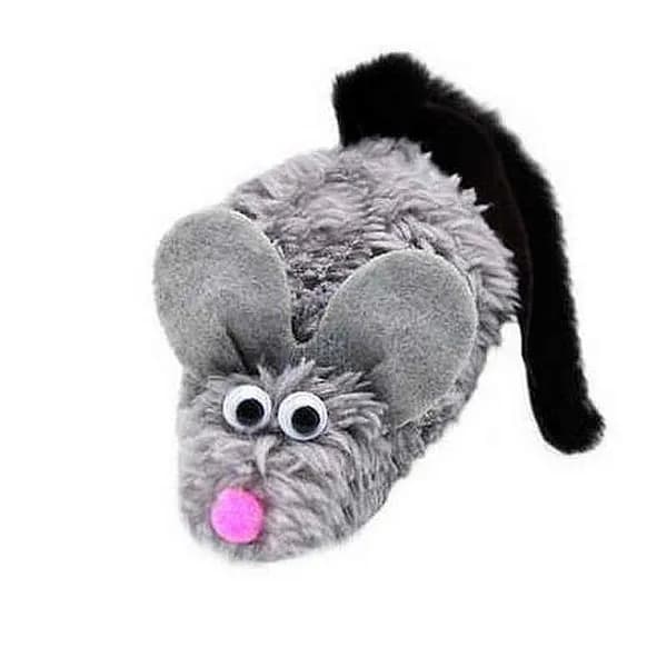 GoSi игрушка "Мышь-Полевка" с хвостом из норки для кошек 1 шт., Серый