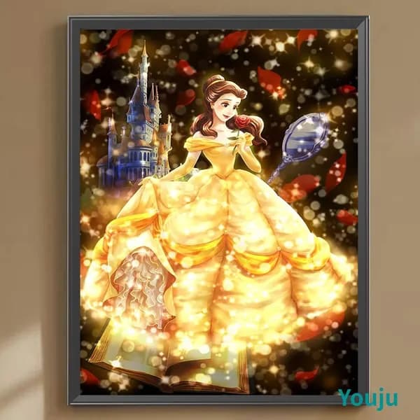 Диамантная вышивка Disney Принцессы 30 40 см, 5D, с резиновыми стразами