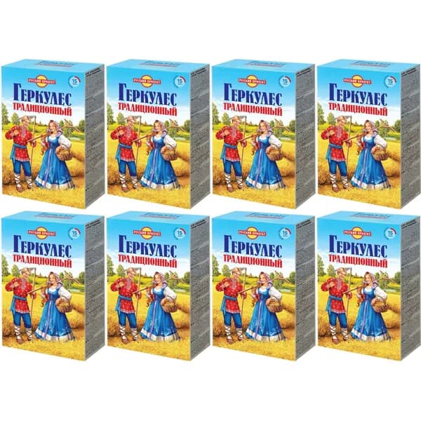 Хлопья Русский Продукт Традиционный геркулес овсяные 500 г, набор: 8 штук