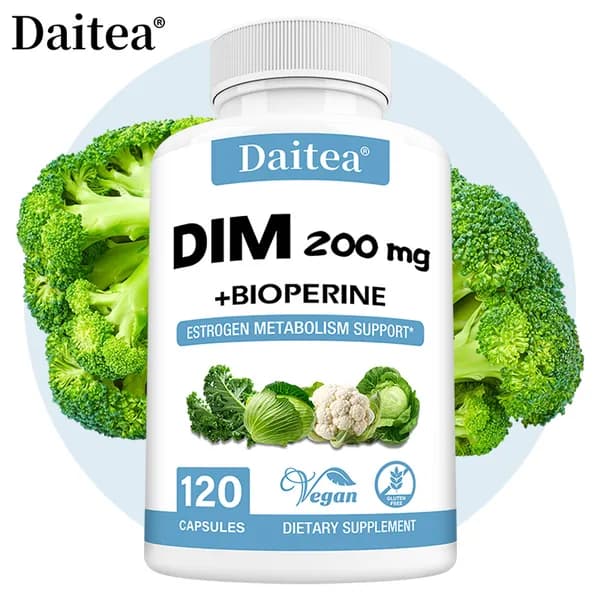 Капсулы Daitea DIM 200mg+ содержат комплекс дииндолеметана и экстракта черного перца, который способствует поддержанию метаболизма эстрогена и естественного гормонального баланса. 120 капсул.