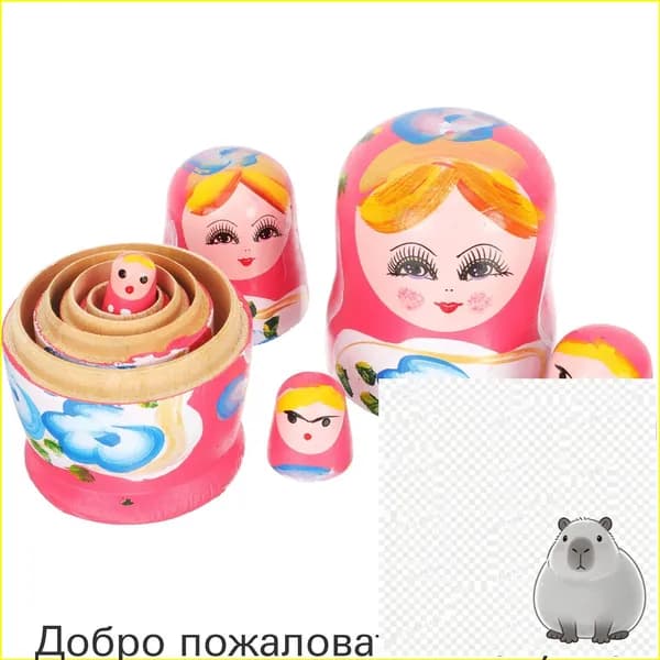 Матрёшки, Розовый, Деревянные, Ручная Роспись, 5 Штук
