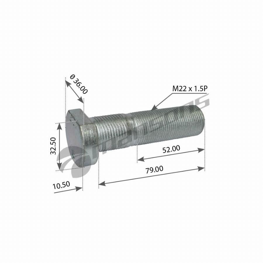 Болт колесный M22*1.5*53, 79 MAN TGA, TGS, TGX, Sitrak C7H (Mansons)