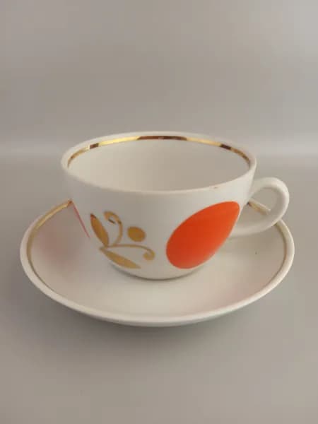 Чайная пара винтажная, Кузяевский фарфоровый завод, СССР