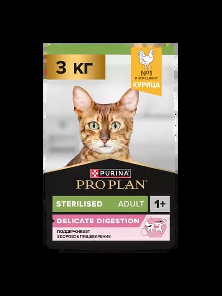 Корм для стерилизованных кошек Курица DELICATE DIGESTION 3кг