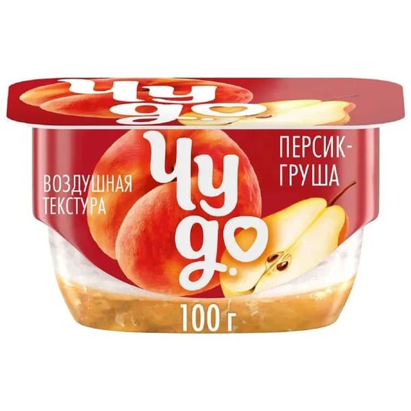 Творожок двухслойный Чудо Персик-груша 4.2%, 100г