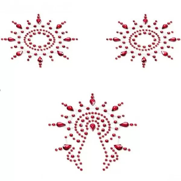 MYSTIM Breast & Pubic Jewelry Crystal Stiker, Набор стикеров Breast & Pubic Jewelry Crystal Stiker красный 3 шт