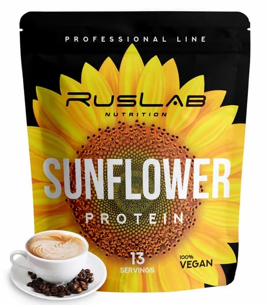 SUNFLOWER PROTEIN-протеин подсолнечный,растительный протеин,веганский протеин,БЕЗ ГМО (416 гр),вкус капучино