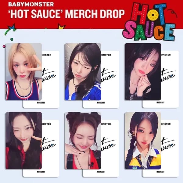 Карточки BABYMONSTER альбом карты HOT SAUCE Коллекционная карточка 5.4*8.6cm 6 шт
