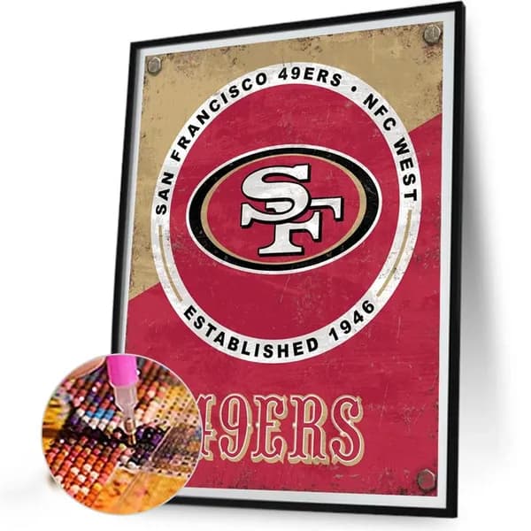 Диамантная картина Сан-Франциско 49ers в абстрактном стиле, 40 50 см, из смолы