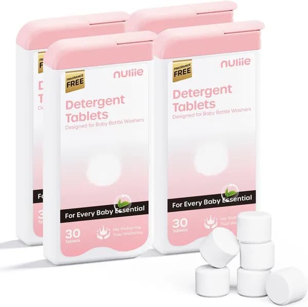Таблетки для мытья посуды Nuliie, 60 шт., в удобной упаковке, моек Momcozy, Baby Brezza, GROWNSY и Momfann, удаляют остатки молока и запах, безопасная мягкая формула.