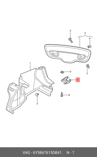 буксировочный крюк org (VAG 6Y5867615DB41)