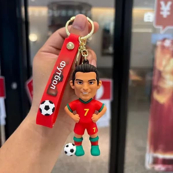 Брелок для ключей с Криштиану Роналду FIFA World Cup 2026, красный ремешок, силикон