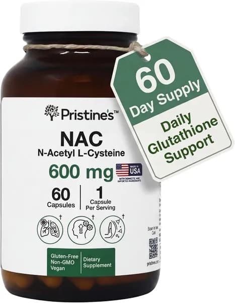 N-ацетил L-цистеин PRISTINE (NAC) 600 мг 60-дневная поставка