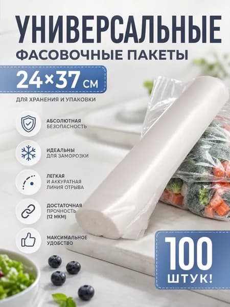 Фасовочные пакеты 24х37см. , 100 шт.