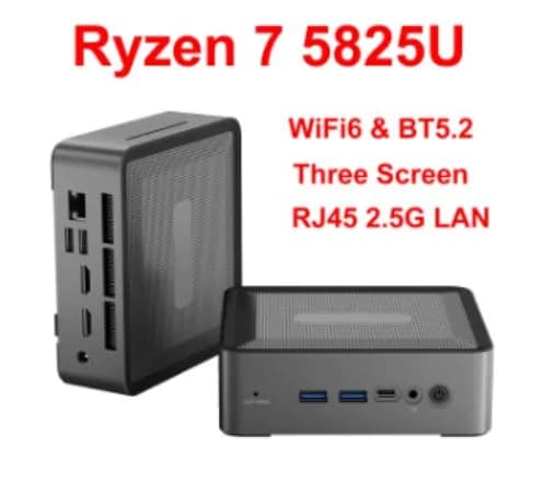 Мини-ПК Ryzen 7 5825U (AMD Ryzen 7 5825U, RAM 16 ГБ, SSD 256 ГБ, AMD Radeon, Windows 11 Pro), черный