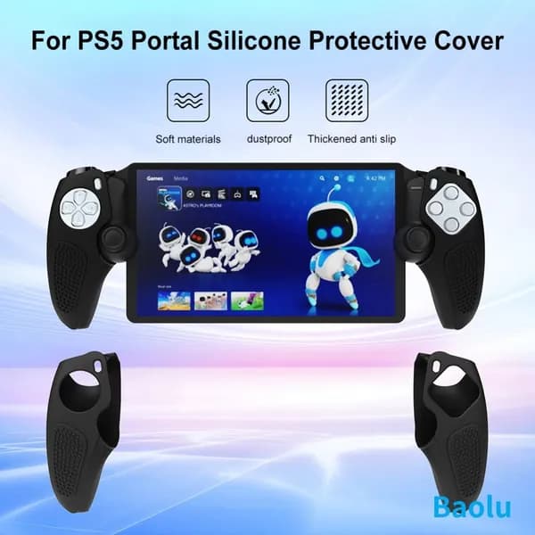 Силиконовый чехол для контроллера PlayStation Portal с противоскользящим покрытием черного цвета