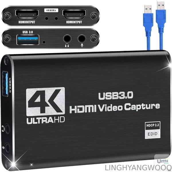 Карта захвата HDMI и игр 4K 1080P 60FPS, USB 3.0 для потокового вещания и записи видео, Устройство захвата экрана для PS4, ПК, OBS, DSLR, Камера