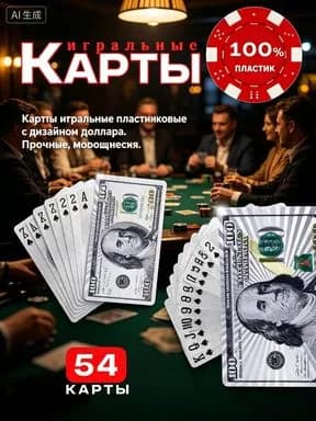 карты игральные пластиковые компактная колода 54 шт для отдыха на даче и поездок
