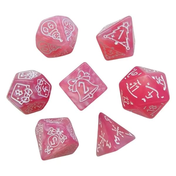 7 кубиков D4 D8 D10 из акрила, Розовый