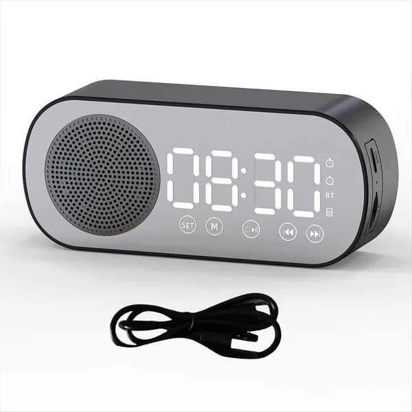 K3(P S M J) Беспроводной Bluetooth-Динамик, Часы, Радио, Двойной Будильник Для Дома, Черный