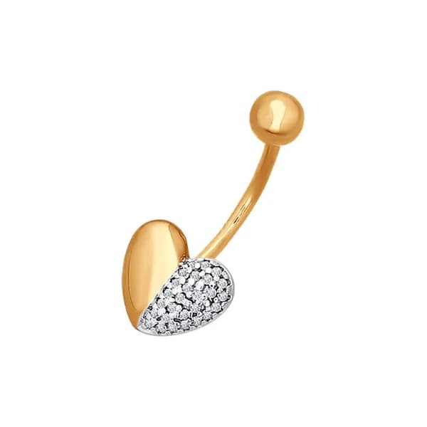 Золотой пирсинг в пупок DIAMANT-ONLINE с фианитом 585 пробы