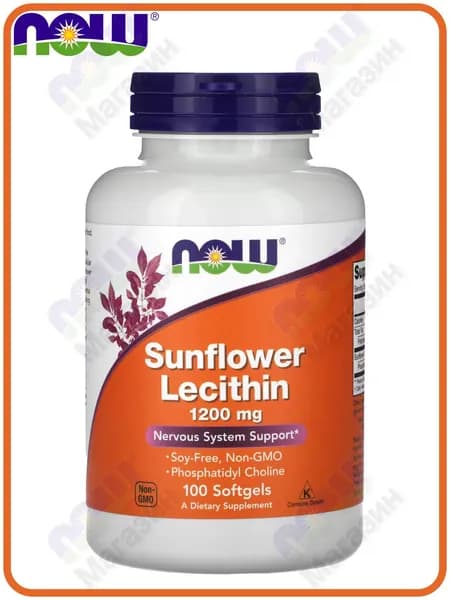 NOW Foods, Лецитин подсолнечника(Sunflower Lecithin), 1200 мг, 100 мягких капсул