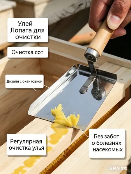 Скребок-лопатка из нержавеющей стали ручка деревянная