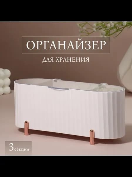 Органайзер для хранения с крышкой 3 секции 21 х 8 х 9 см
