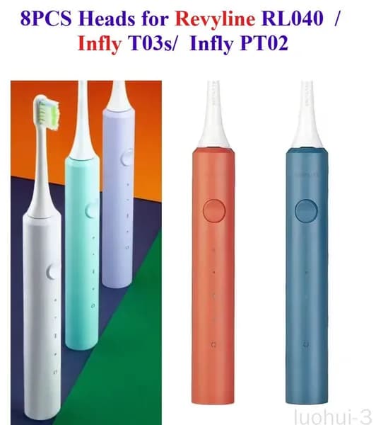 8 штук Зубная щетка головки для Revyline RL040 подростков / RL040 / Infly T03s / InFly PT02 Электрическая зубная щетка