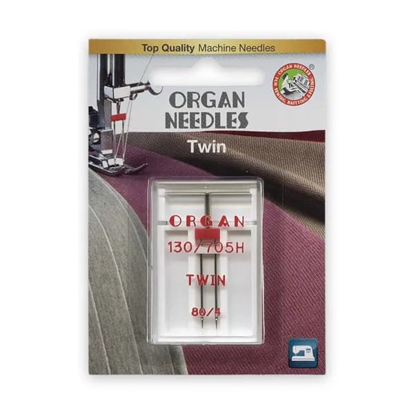 Иглы ORGAN для швейных машин, двойные № 80, 4,00 мм, 1 шт Blister