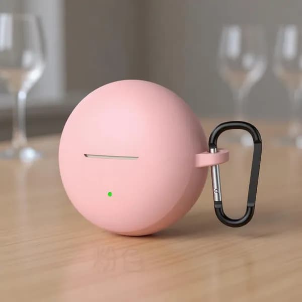 Силиконовый защитный чехол для наушников OPPO Enco Clip2 розовый