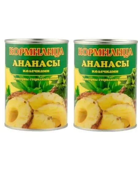 Кормилица Ананасы колечками, 580 мл, 2 шт