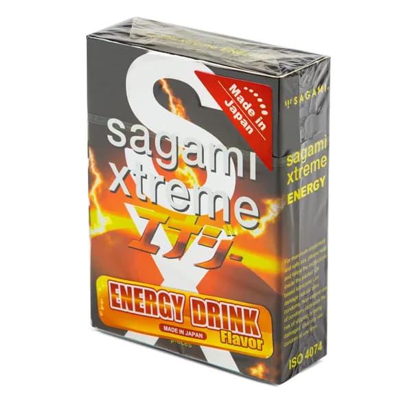 Презервативы с ароматом энергетического напитка Sagami Xtreme Energy 3 шт. ультратонкие, 0,04 мм