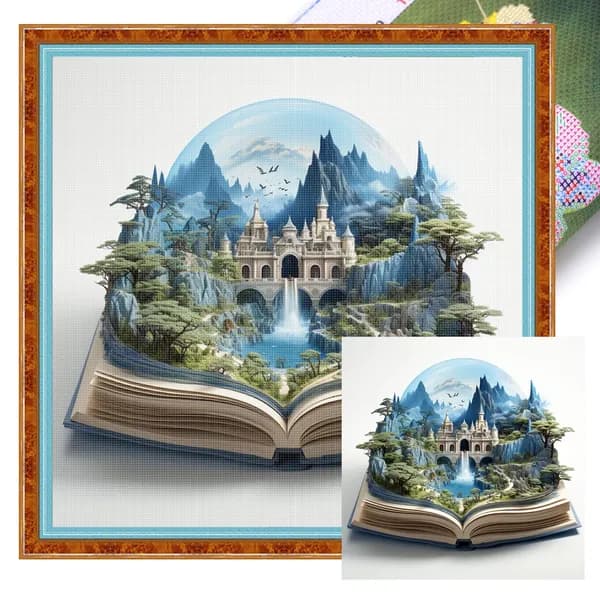 Крестиковый набор Пейзажи из книг на хлопковой канве 11CT, 45 45 см