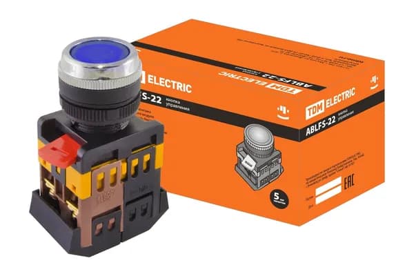 Кнопка ABLFS-22 синий неон 230В 1з+1р