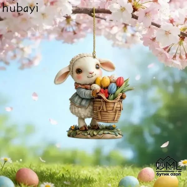 Акриловые пасхальные подвески с кроликом и яйцами, праздничный декор