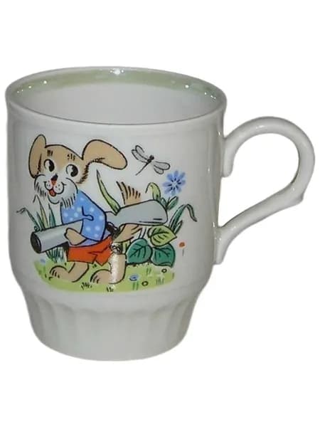 Винтажная Детская Чашка. ДУЛЕВО. 1996. (Дулёвский фарфоровый завод). Коллекционная Фарфоровая Кружка - ПЕС БАРБОС / ЩЕНОК.