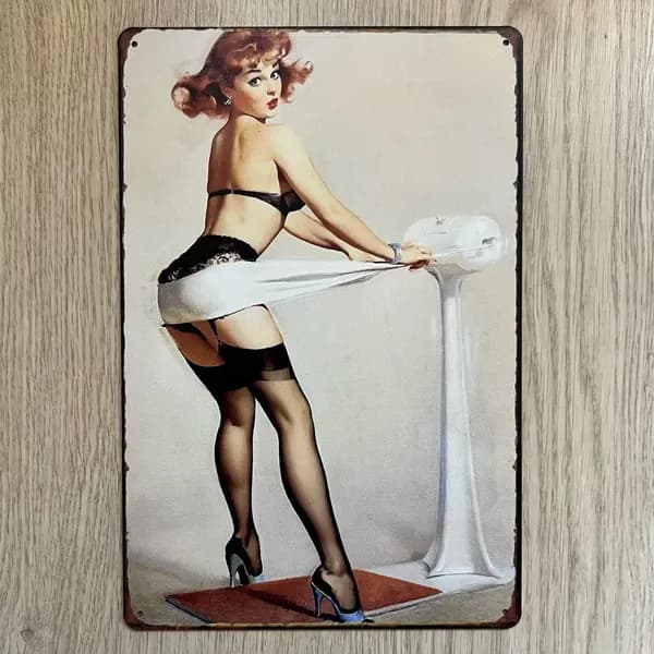 Табличка металлическая интерьерная Pin-Up Девушка Пинап
