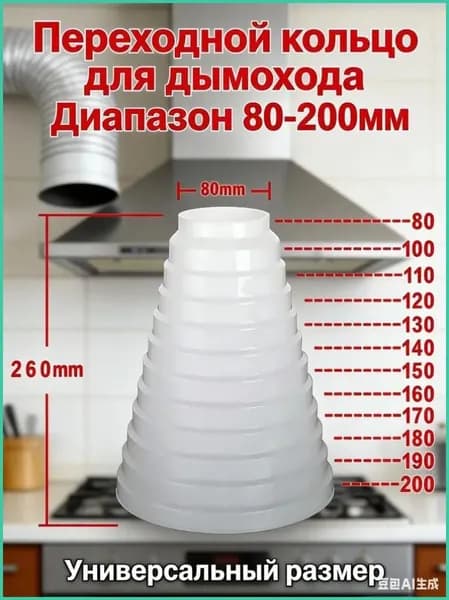 Переходник (соединитель) круглых воздуховодов пластиковый универсальный 20019018017016015012512010080 мм, ERA PU16.15.12,5.12.10.8