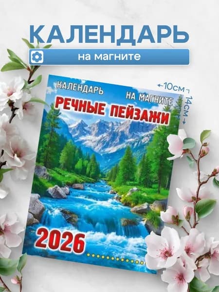 Календарь на 2026 год на магните "Речные пейзажи" 105 х 145 мм