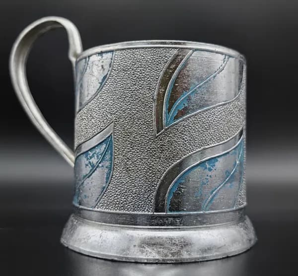 Подстаканник "Листья синие". Алюминий. СССР. 1961-1974 гг.