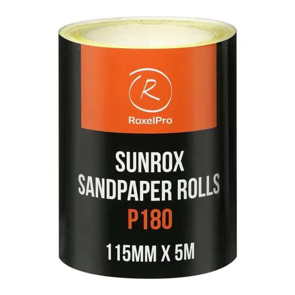 RoxelPro Наждачная бумага SUNROX в рулоне 115мм х 5м, золотистая, Р180
