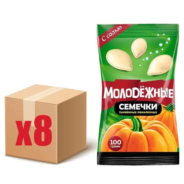 Семечки от Мартина "Молодежные" тыквенные с солью, 100г х 8шт