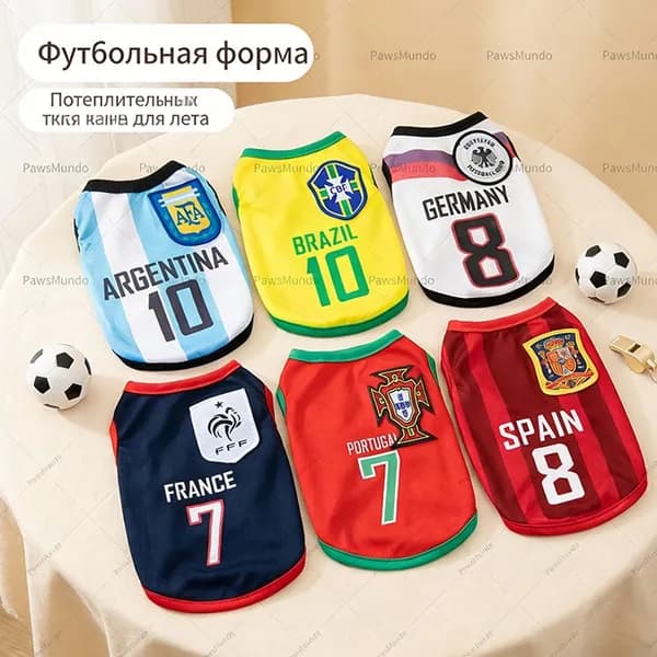 Футбольная Майка-безрукавка Для Собак И Кошек, Летняя Дышащая Одежда Для Питомцев,с Дизайном Сборной Мира По Футболу
