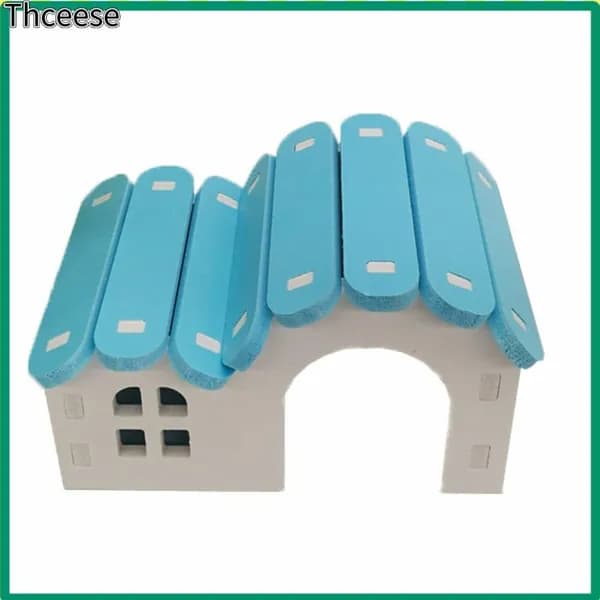 Уютный домик для хомяков, из PVC, компактный, для мелких грызунов Голубая кабина