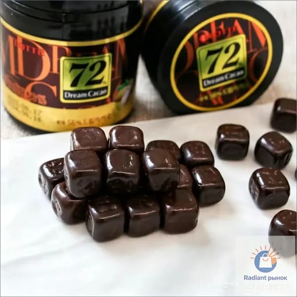 Горький Шоколад в кубиках ЛОТТЕ Дрим Какао 72% - 86 гр., LOTTE Dream Cacao, Корея