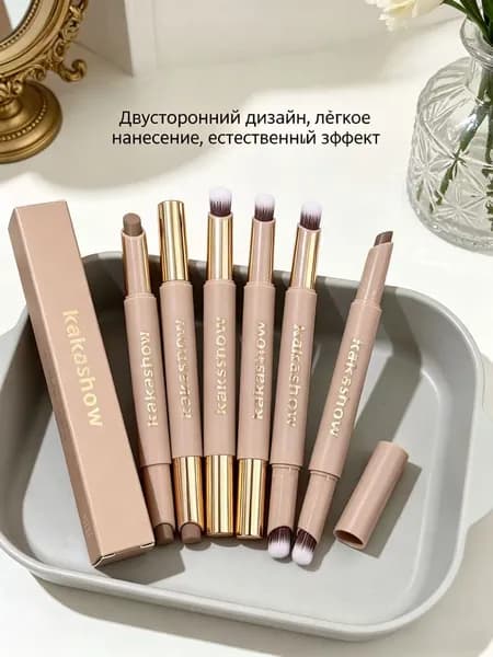 Карандаш для контуринга лица, формирует естественные тени носа, подчеркивает рельеф скул и визуально выравнивает контур лица