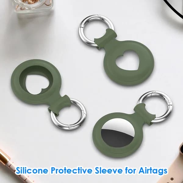 Силиконовый чехол для AirTag от Apple, форма сердца, цвет тёмно-зелёный