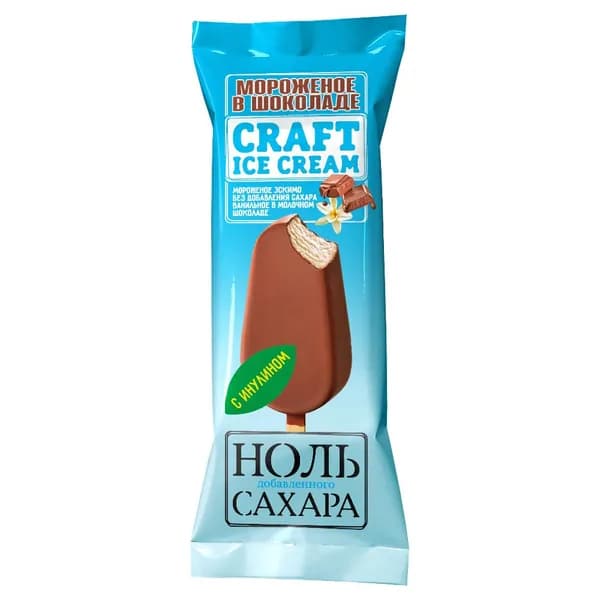 Мороженое эскимо ванильное в молочном шоколаде 60 г, Craft Ice Cream, без добавления сахара